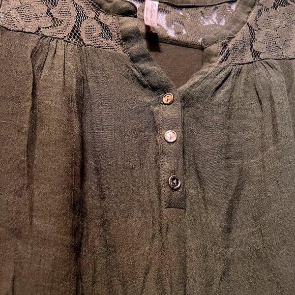 PerSeption Concepts Women's Top-Sleeveless-Tie-Lace-Med.-Olive/Army Green - Picture 9 of 13